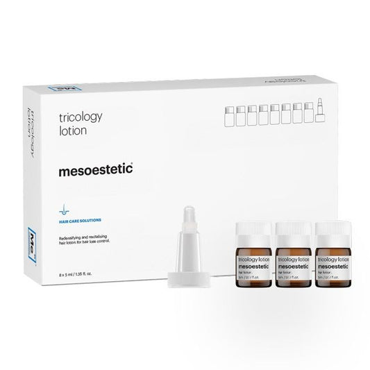 Mesoestetic Tricology Lotion is a targeted scalp treatment designed to support hair growth and reduce hair thinning.