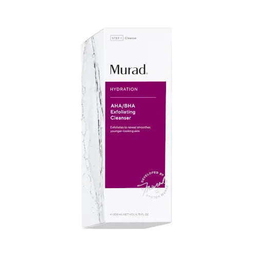 Murad Sale. Murad AHA/ BHA Exfoliating Cleanser is suitable for most skin types. Murad AHA / BHA Exfoliating Cleanser contains Salicylic Acid, Lactic Acid and Glycolic Acid. Physical and chemical exfoliation
