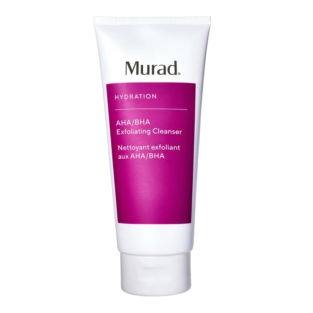 Murad Sale. Murad AHA/ BHA Exfoliating Cleanser is suitable for most skin types. Murad AHA /  BHA Exfoliating Cleanser contains Salicylic Acid, Lactic Acid and Glycolic Acid. Physical and chemical exfoliation