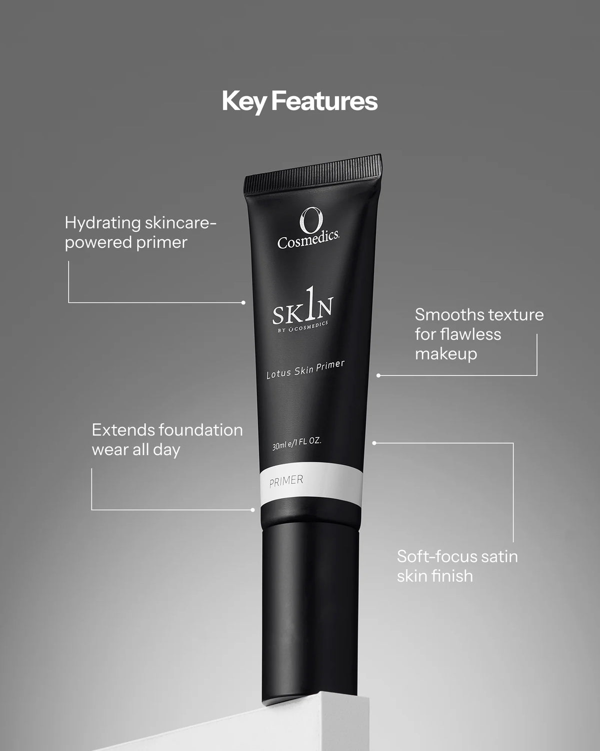 O Cosmedics 1SKIN Lotus Skin Primer with Natural Soft Focus Complex to blur visible pores, fine lines and uneven skin texture.