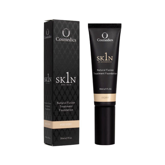 O Cosmedics 1SKIN Natural Fusion Treatment Foundation Ivory 30ml buildable skincare-infused foundation for fair-to-light neutral-cool complexions.
