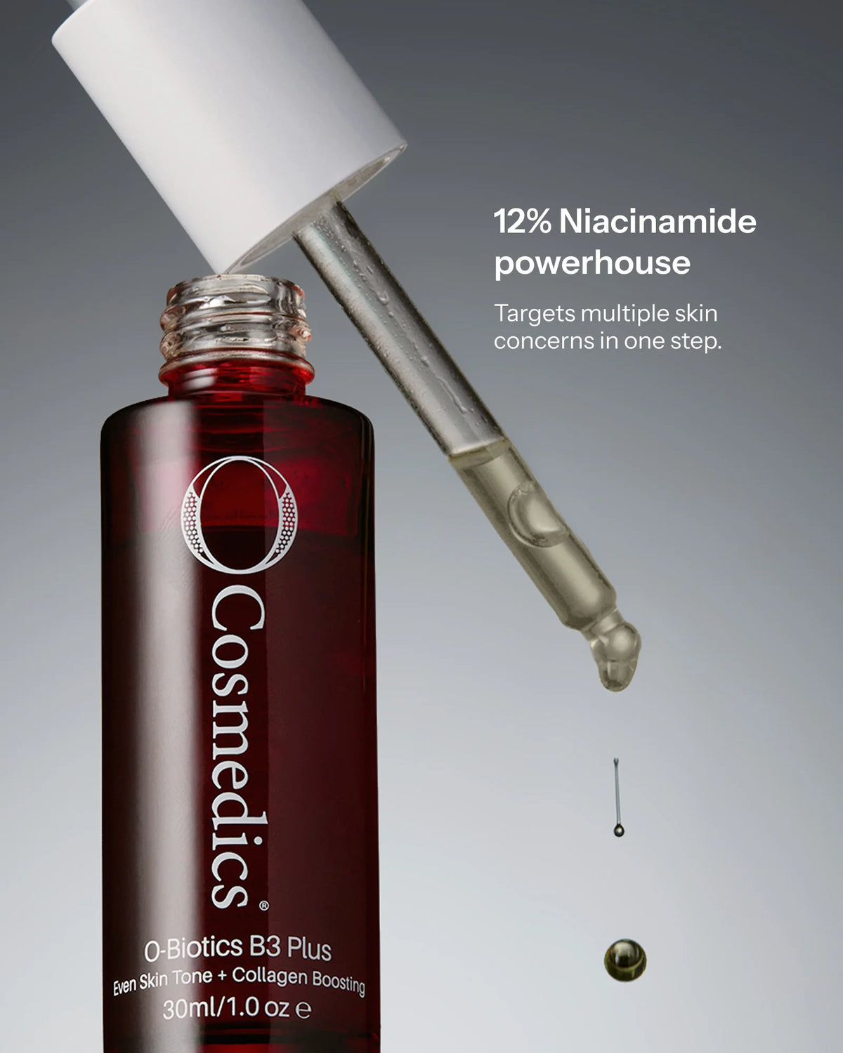 O Cosmedics B3 Plus 12% Niacinamide serum for pigmentation, redness, excess oil and multiple skin concerns.