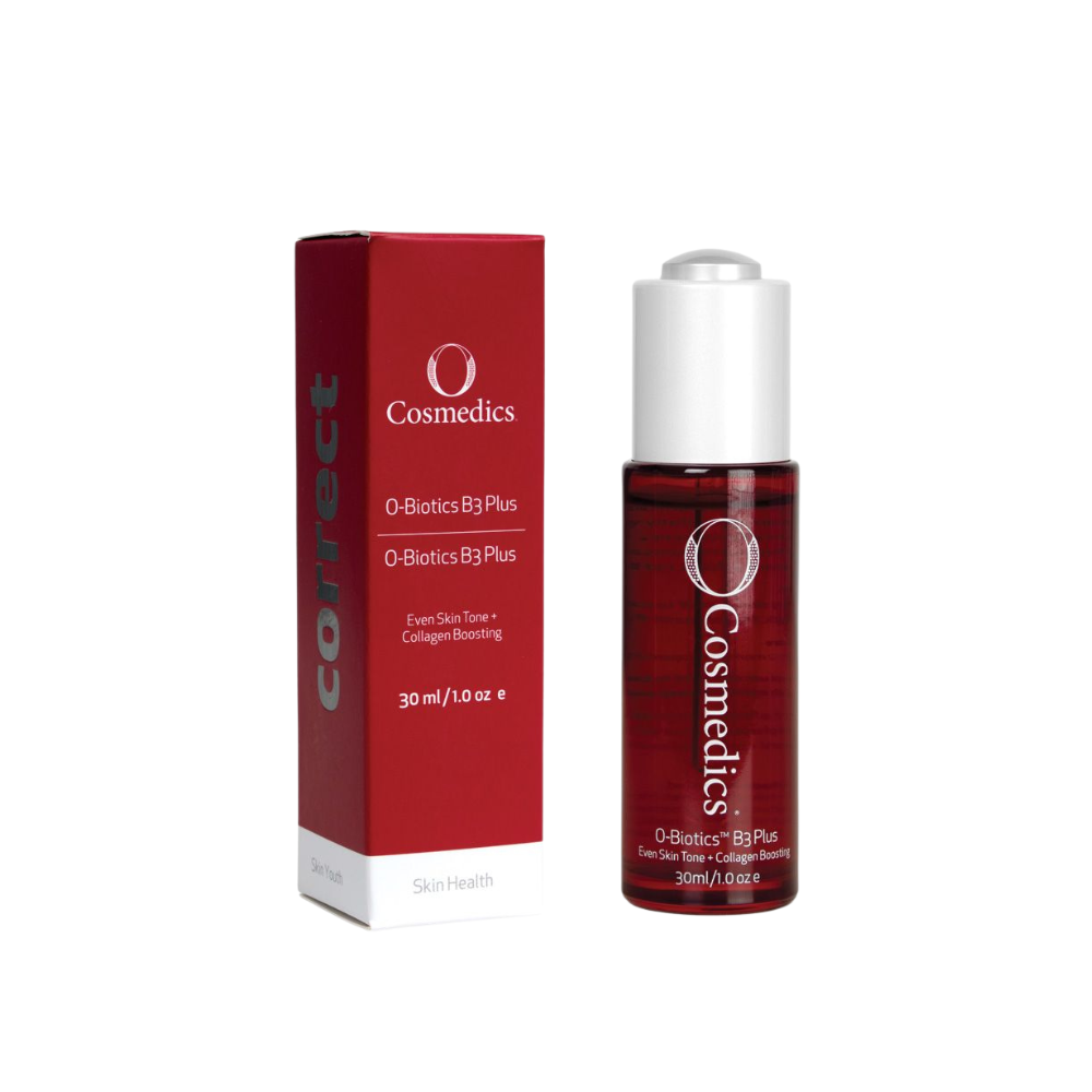 O Cosmedics B3 Plus 30ml 12% Niacinamide serum for uneven tone, pigmentation, redness and barrier support.