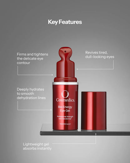 O Cosmedics Bio-Energy Eye Gel for dehydration lines, firmness, plumpness and tired-looking eyes.