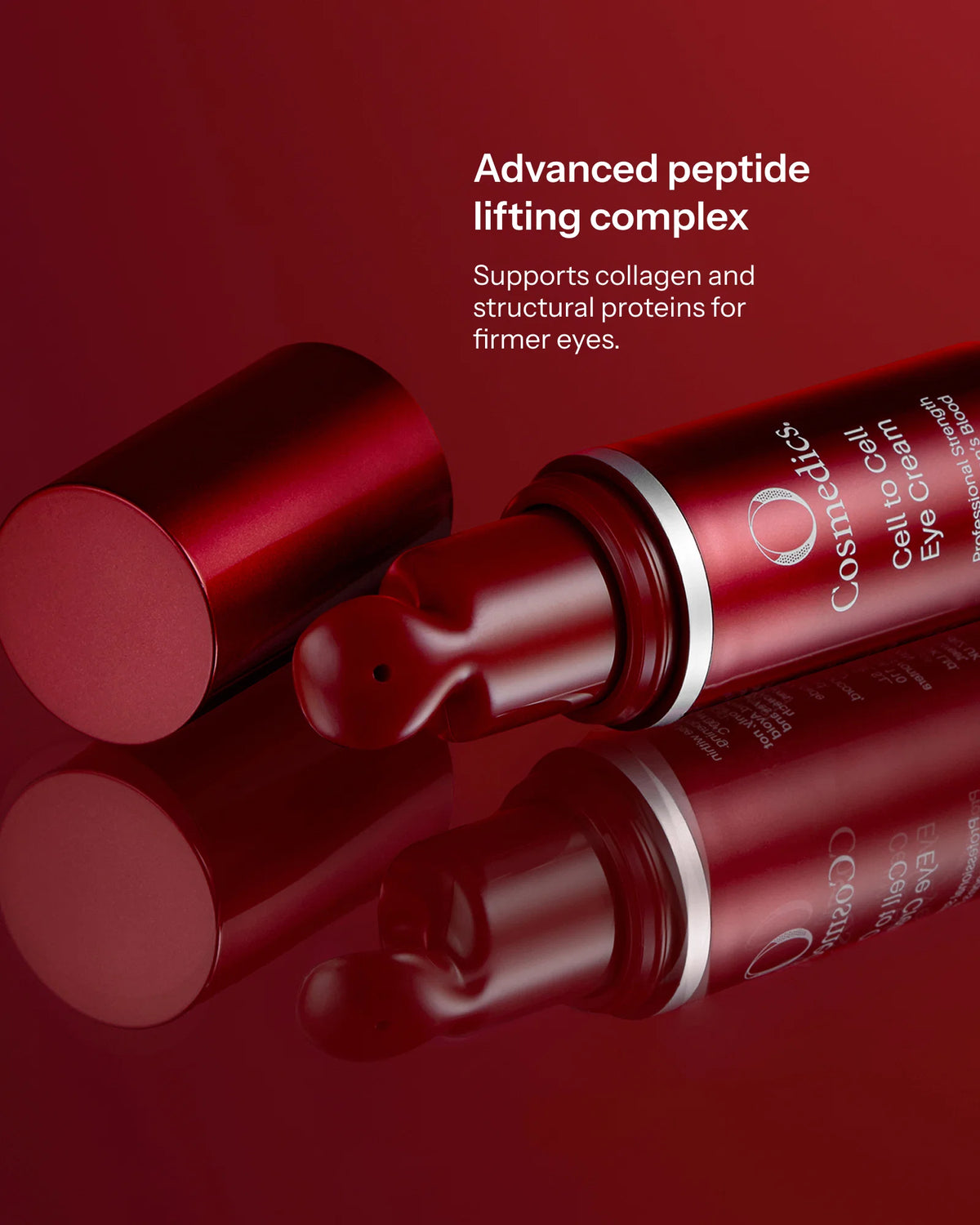 O Cosmedics Cell to Cell Eye Cream advanced peptide eye treatment that supports collagen and structural proteins for firmer-looking eyes.