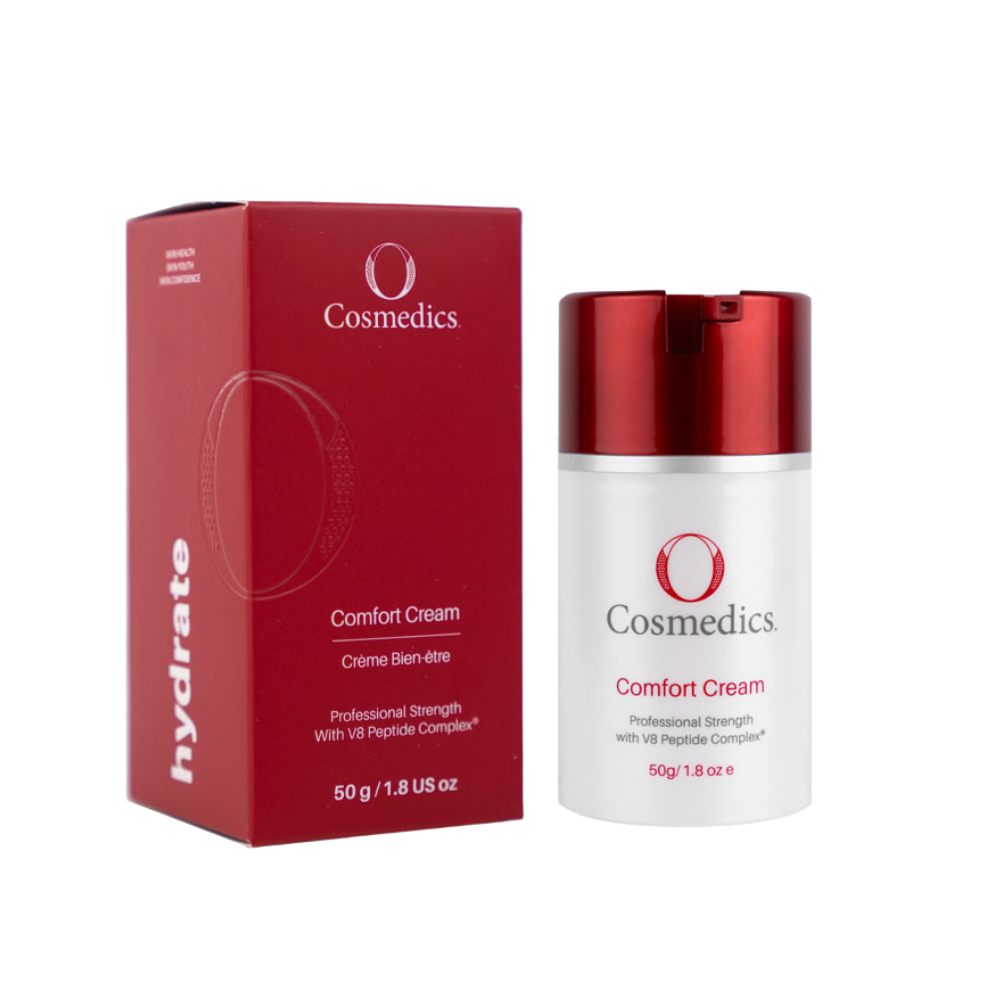 O Cosmedics Comfort Cream 50g lipid-rich barrier moisturiser with Omegas 3, 6 and 9 for dry, dehydrated skin.