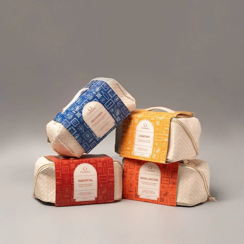 O Cosmedics Core Four Collection. O Cosmedics Immortal Cream, O Cosmedics Comfort Cream, O Cosmedics Recovery Cream, O Cosmedics Rebalancing Cream