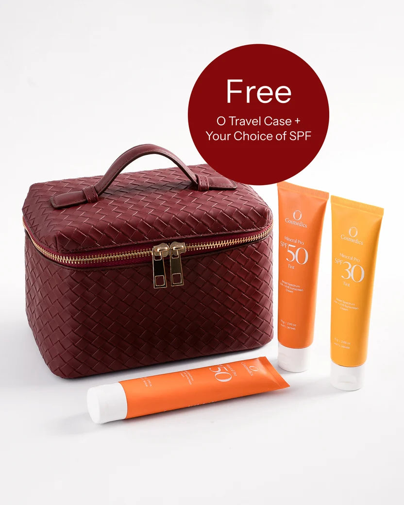 O Cosmedics Core Four Collection Immortal skincare collection with complimentary O Travel Case and choice of full-size O Cosmedics Mineral Pro SPF.