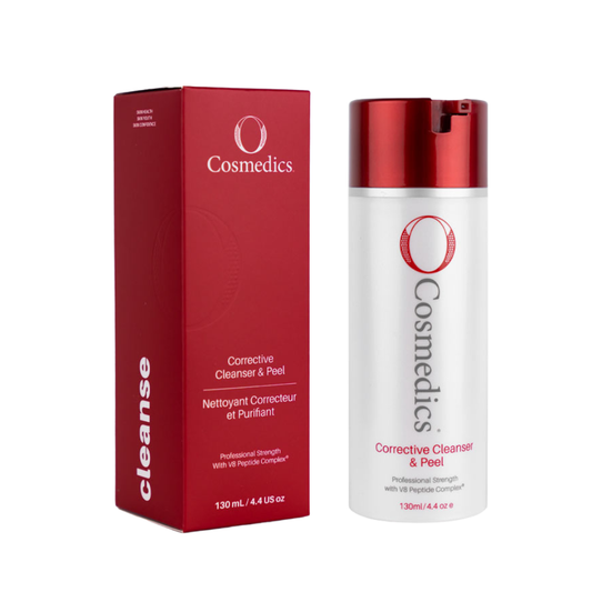 O Cosmedics Corrective Cleanser & Peel 130ml AHA exfoliating cleanser and mild peel for oily, congested and breakout-prone skin.