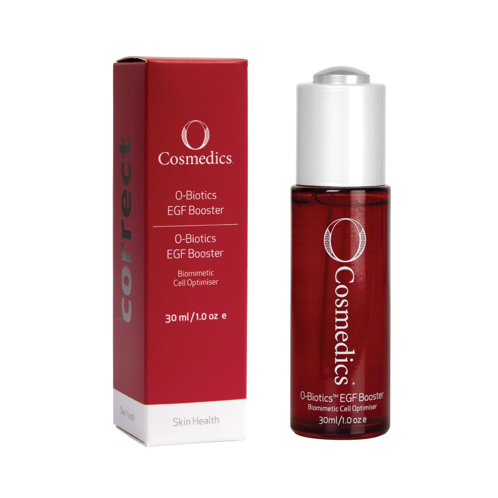 O Cosmedics EGF Booster 30ml for reactive skin, biomimetic peptide repair, firmness and visible redness support.