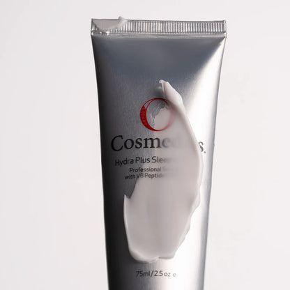 O Cosmedics Hydra Plus Sleep-In Mask creamy texture with Hyaluronic Acid and Shea Butter for moisture-depleted skin.