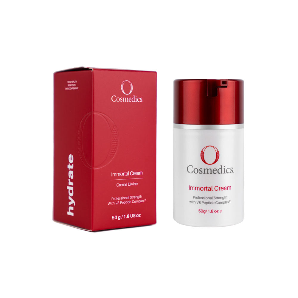 O Cosmedics Immortal Cream 50g for peptide hydration, radiance, fine line support and fimer-looking skin.