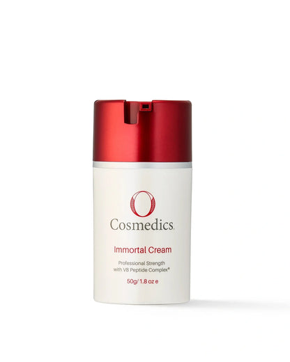 O Cosmedics Immortal Cream 50g peptide moisturiser for dehydrated ageing skin, firmness and lasting hydration.