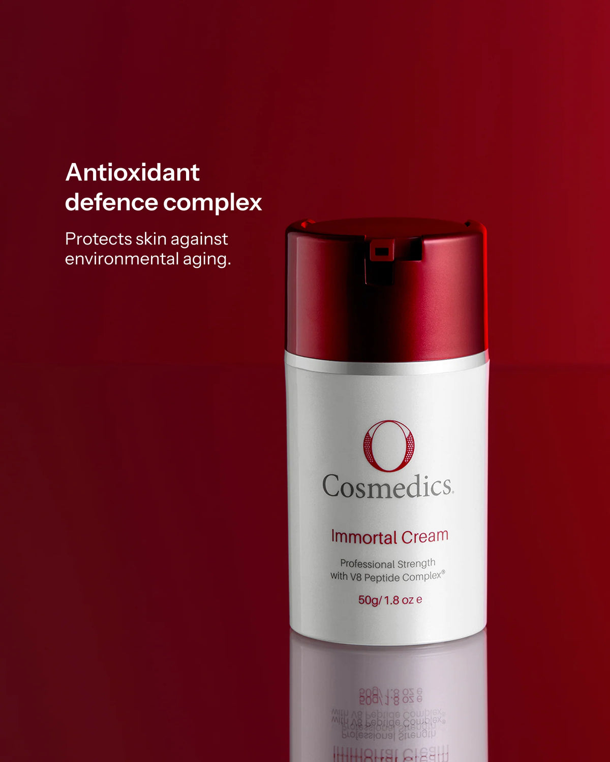 O Cosmedics Immortal Cream antioxidant moisturiser for environmental defence, skin resilience and radiance.