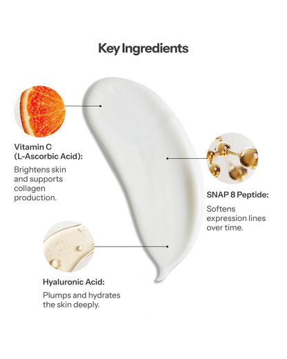 O Cosmedics Immortal Cream with Vitamin C, SNAP-8 Peptide and Hyaluronic Acid for hydration and visible ageing.