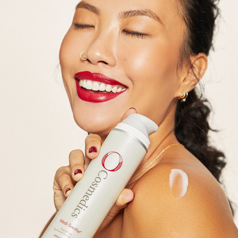 O Cosmedics Medi-Soothe 200ml face and body gel for cooling hydration and post-sun skin comfort.