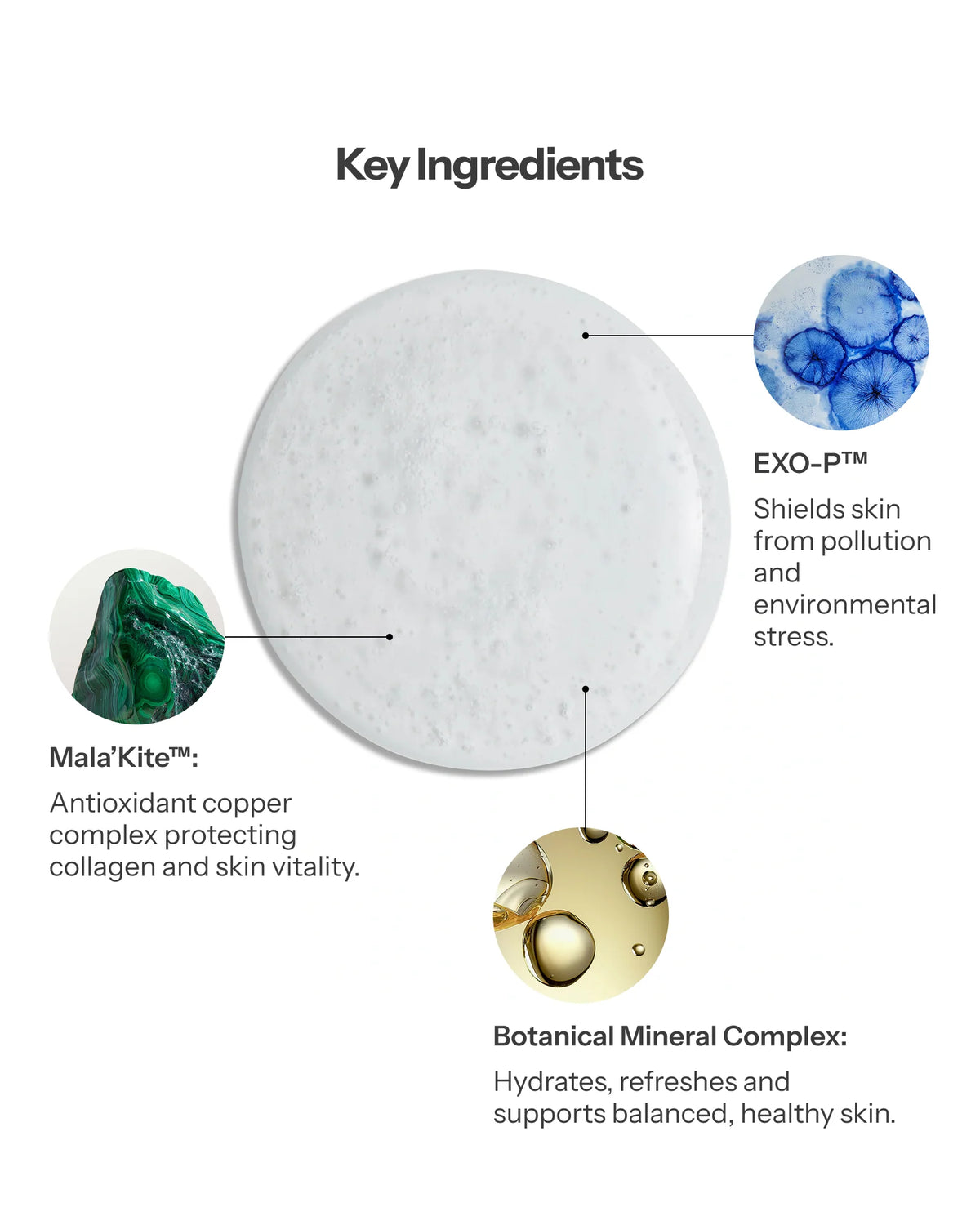 O Cosmedics Micellar Cleansing Toner with EXO-P, Mala’Kite antioxidant copper complex and hydrating botanical minerals.
