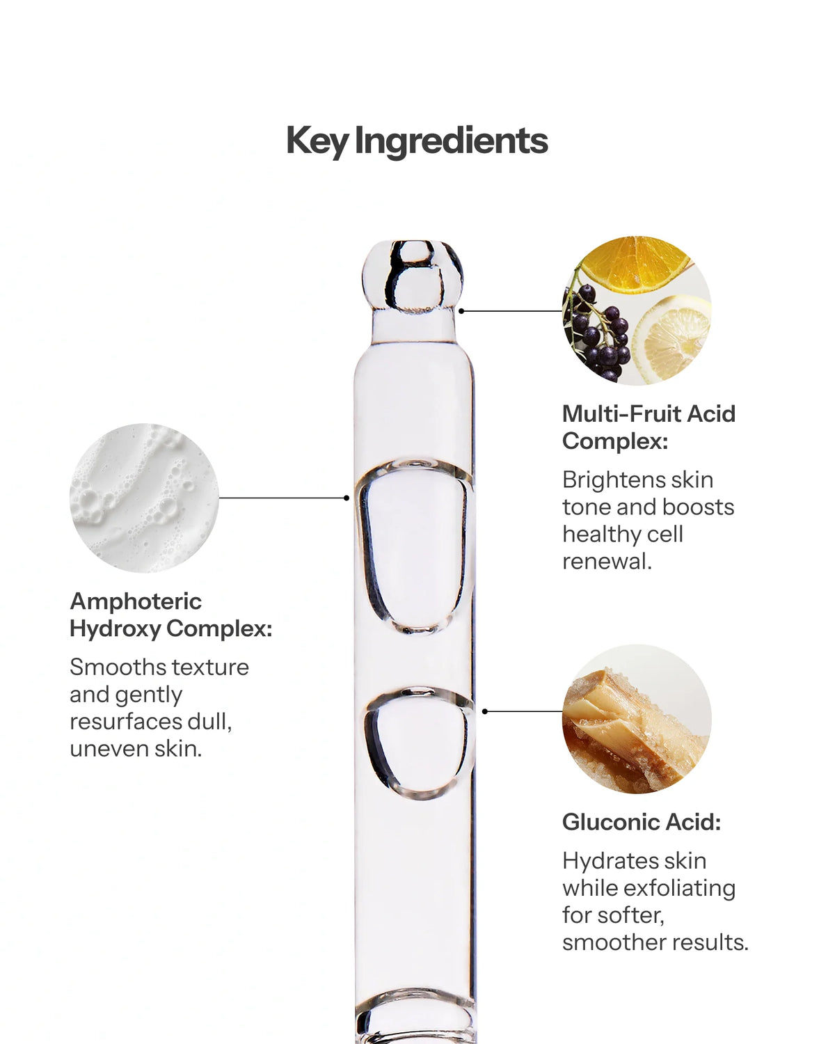 O Cosmedics Multi-Functional Peel with Amphoteric Hydroxy Complex, Gluconic Acid PHA and Multi-Fruit AHA Complex.