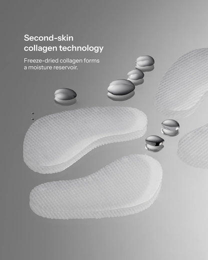 O Cosmedics No Baggage Native Collagen Eye Masks with freeze-dried second-skin collagen technology for intensive hydration.
