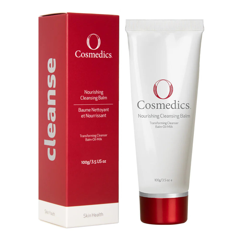 O Cosmedics Nourishing Cleansing Balm for dry skin cleansing, makeup removal, barrier support and soft hydrated skin.