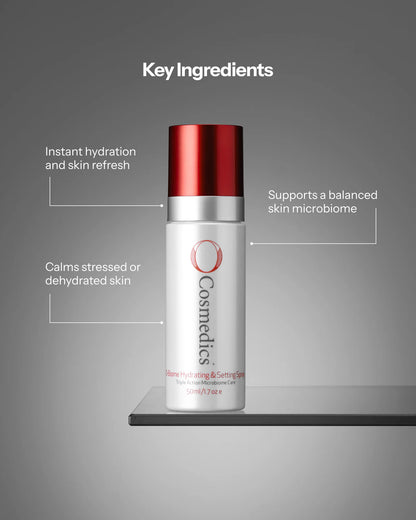 O Cosmedics O-Biome Hydrating & Setting Spray for instant hydration, microbiome balance and stressed or dehydrated skin.