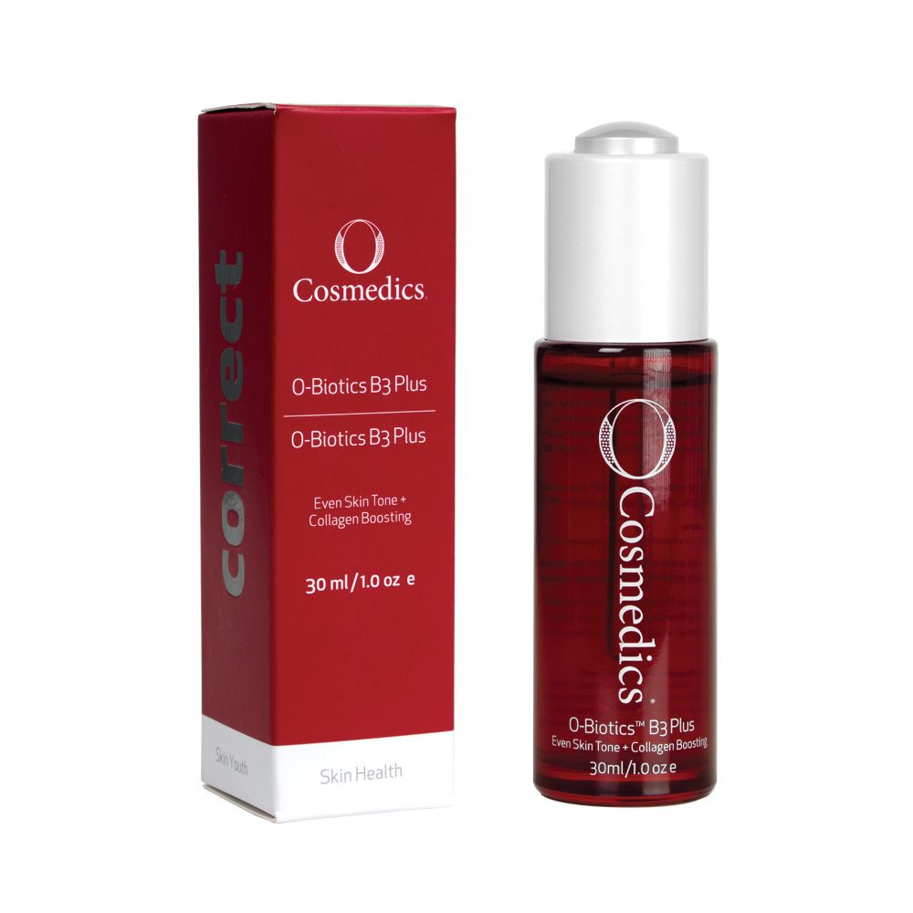 O Cosmedics O-Biotics B3 Plus 30ml for uneven tone, dark spots, redness, oil balance and collagen-supporting radiance.