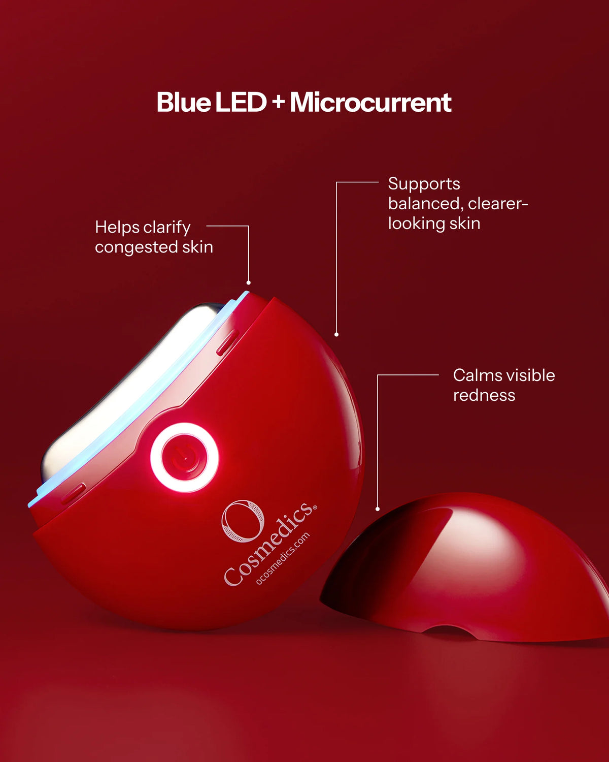 O Cosmedics O-Rejuv Facial Device blue LED and EMS mode for blemish-prone skin, congestion and a clearer-looking complexion.