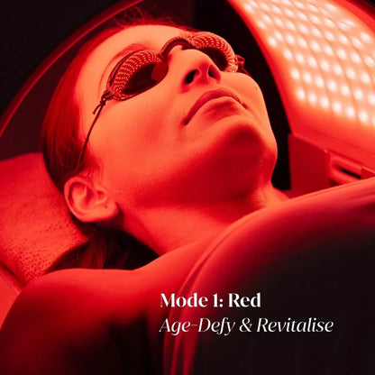 Red LED light therapy treatment using the O Cosmedics O LED Light Therapy device to support collagen production, skin rejuvenation and visible anti-ageing benefits.