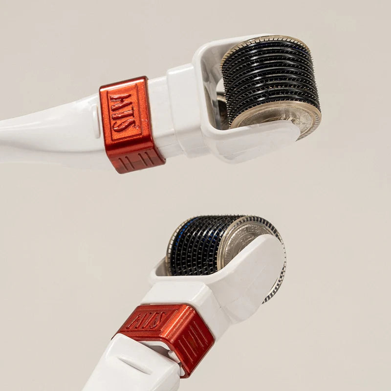 O Cosmedics O Skin-Inject Derma Roller with independently rotating discs and silicone suspension for a smoother rolling experience.