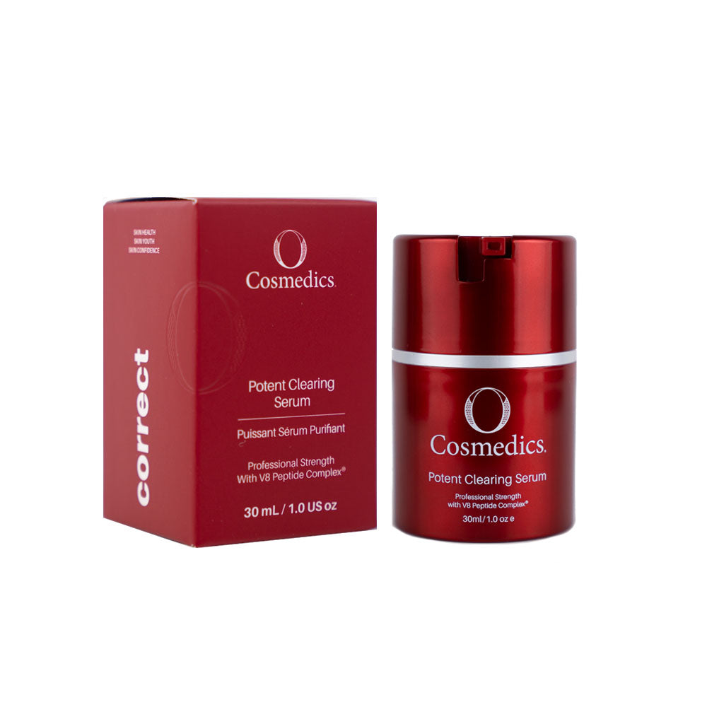 O Cosmedics Potent Clearing Serum 30ml for active breakouts, clogged pores, excess oil and targeted blemish support.