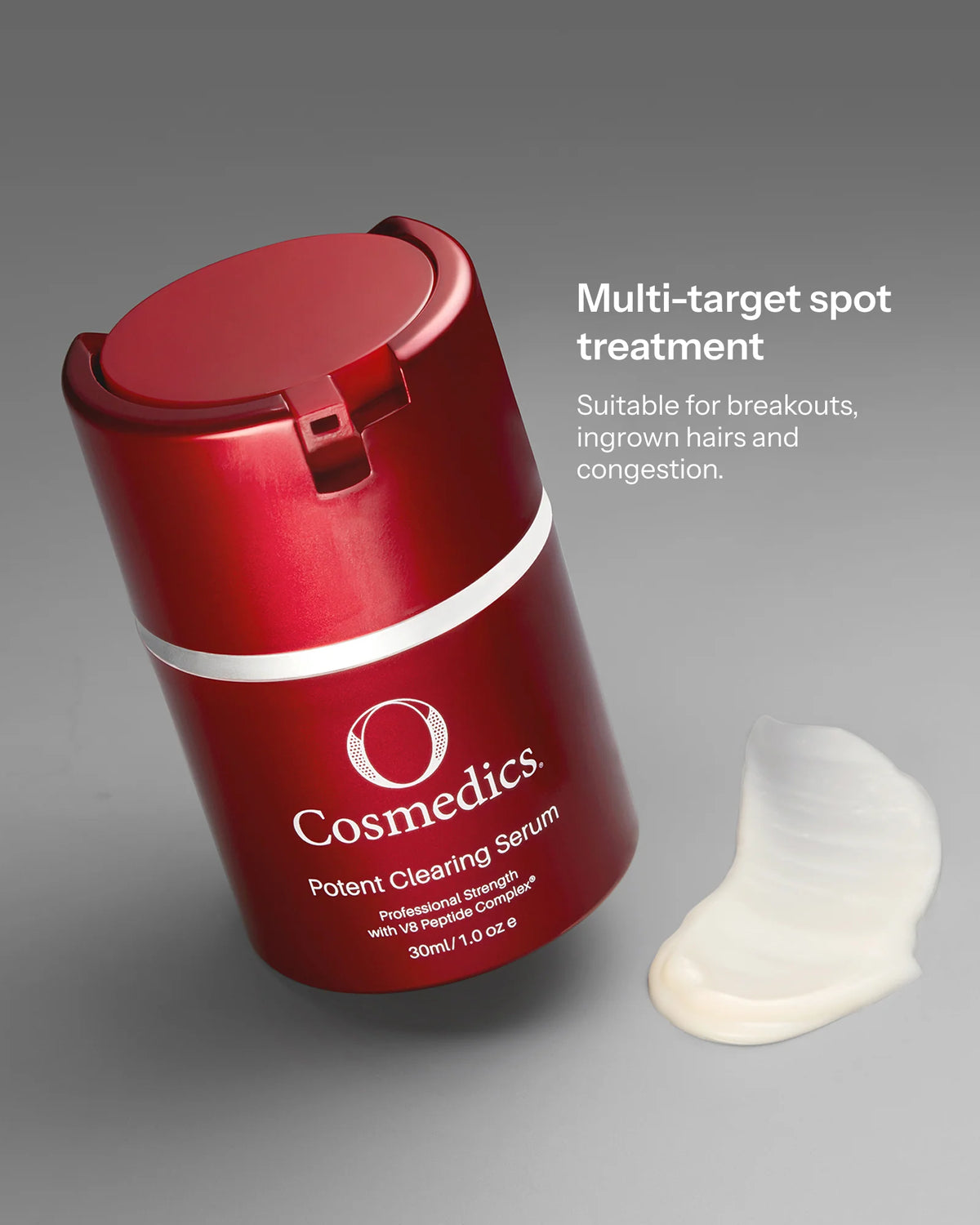 O Cosmedics Potent Clearing Serum 30ml targeted spot treatment for breakouts, ingrown hairs and localised congestion.