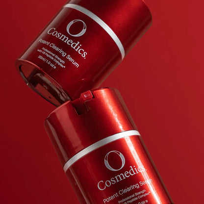 O Cosmedics Potent Clearing Serum AHA BHA treatment for active blemishes, excess oil and clogged pores.