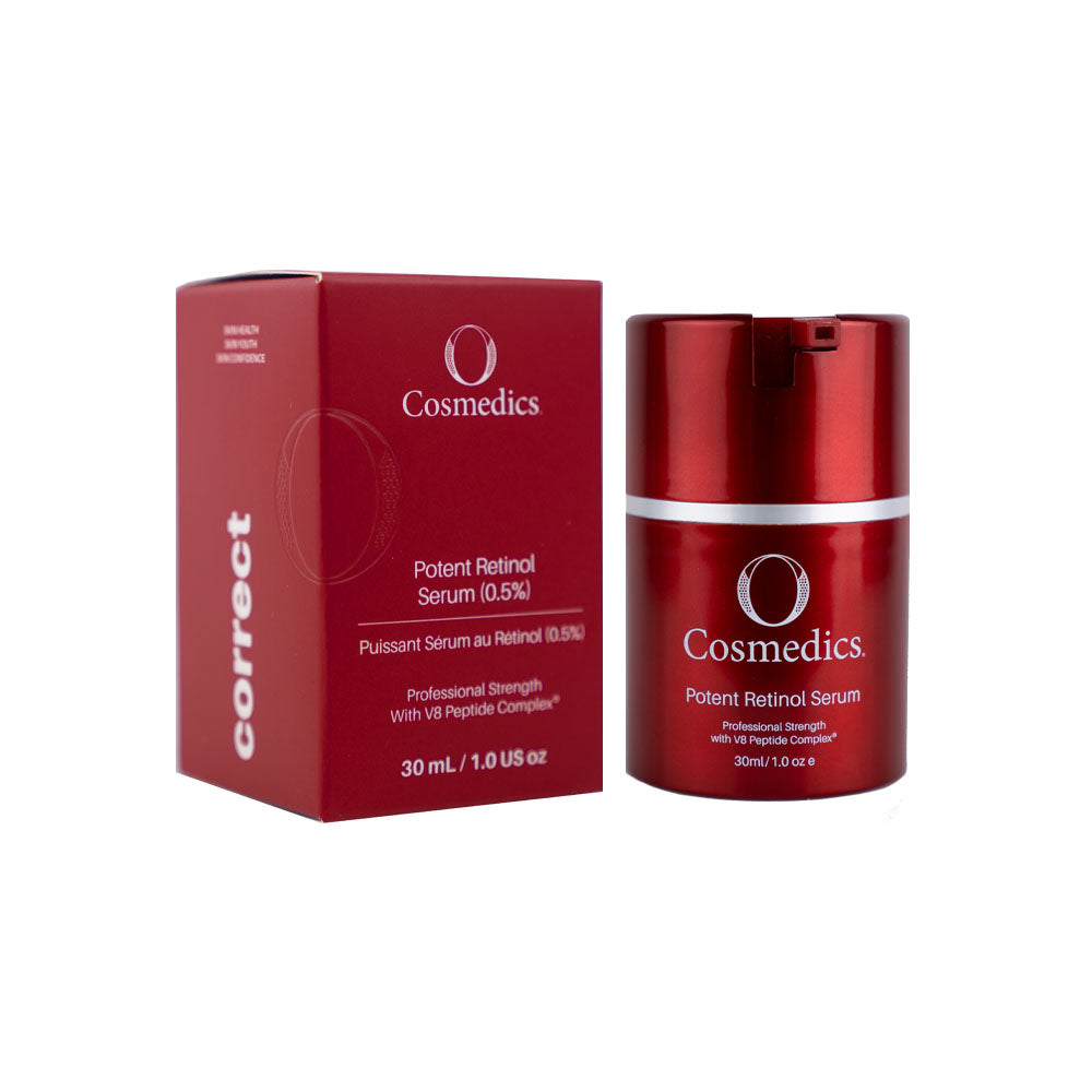 O Cosmedics Potent Retinol Serum 0.5% 30ml for retinol renewal, pigmentation support, smoother texture and refined-looking pores.