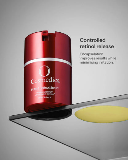 O Cosmedics Potent Retinol Serum 0.5% with controlled encapsulated Retinol delivery for effective skin renewal.