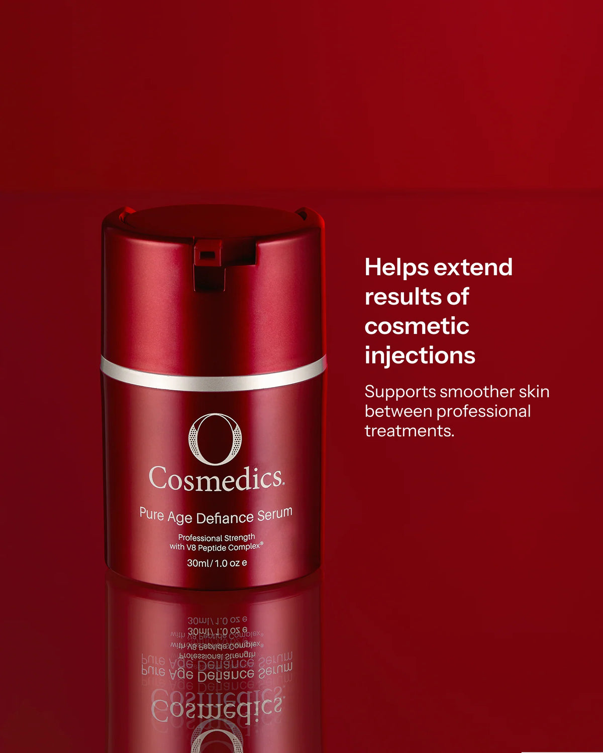 O Cosmedics Pure Age Defiance Serum 30ml SNAP-8 peptide serum supporting smoother-looking expression lines between treatments.