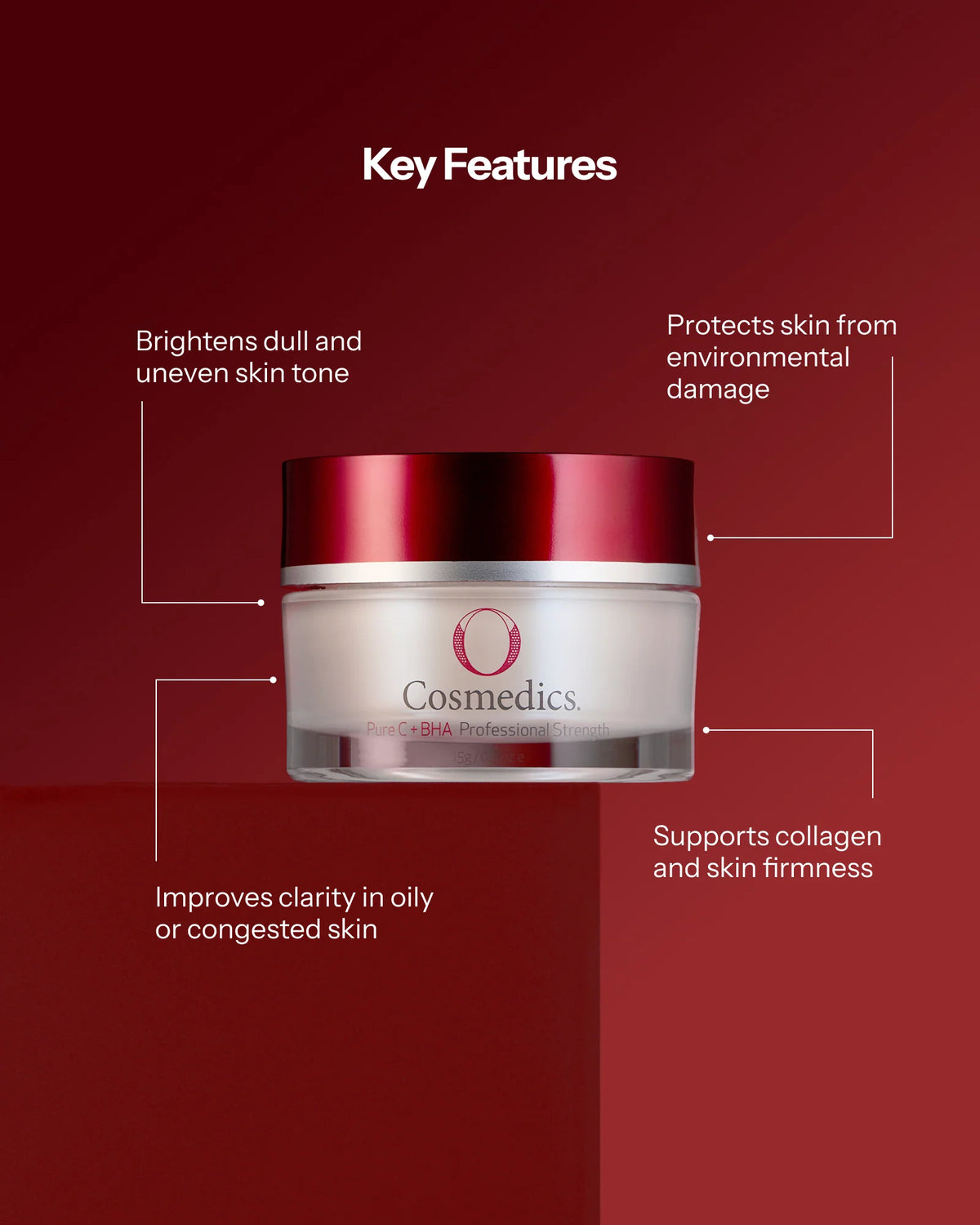 O Cosmedics Pure C + BHA Vitamin C and Salicylic Acid powder for dullness, uneven tone, congestion and skin firmness.