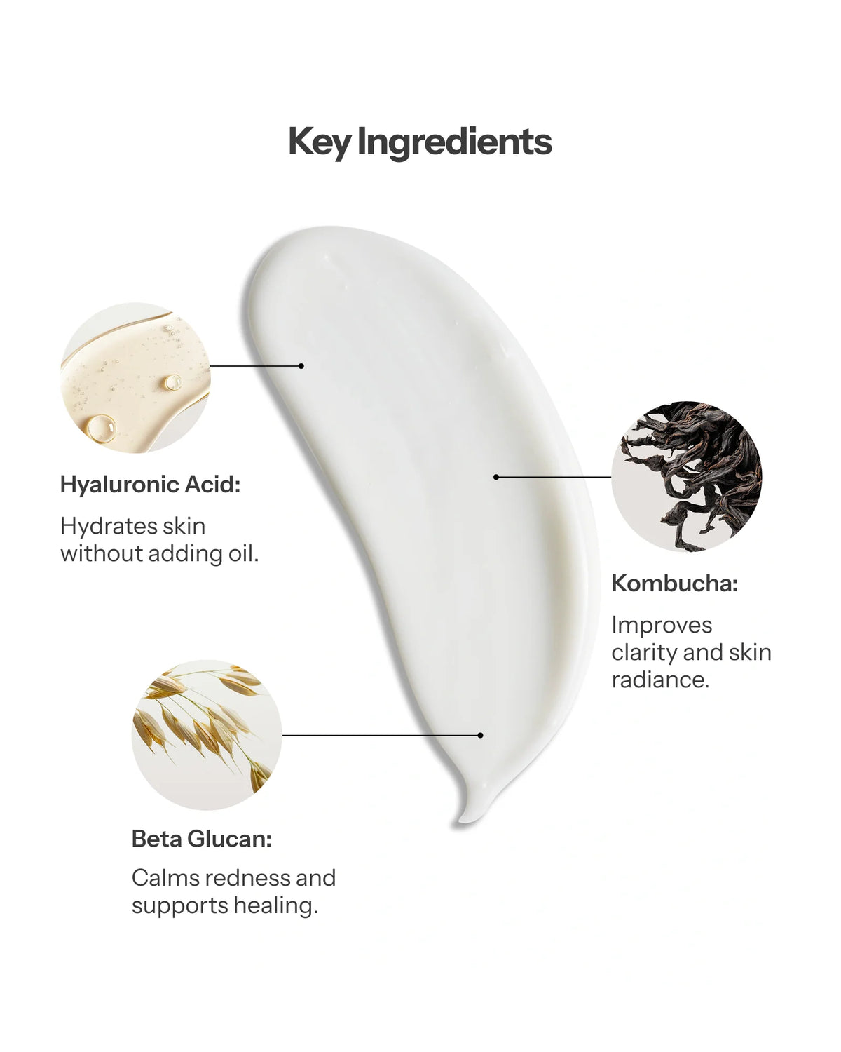 O Cosmedics Rebalancing Cream with Hyaluronic Acid, Kombucha and Beta Glucan for hydration, clarity and balance.