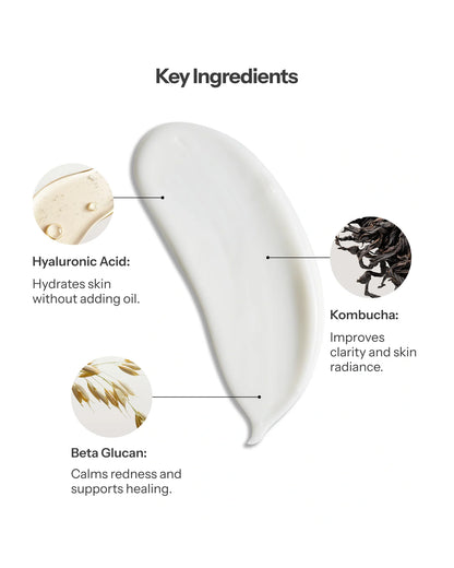 O Cosmedics Rebalancing Cream with Hyaluronic Acid, Kombucha and Beta Glucan for hydration, clarity and balance.