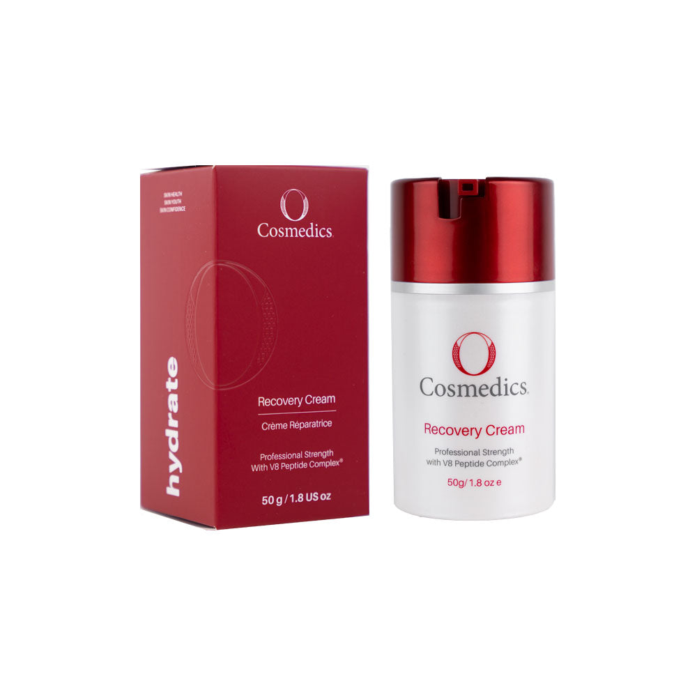 O Cosmedics Recovery Cream 50g for reactive skin, visible redness, barrier repair and restorative hydration.