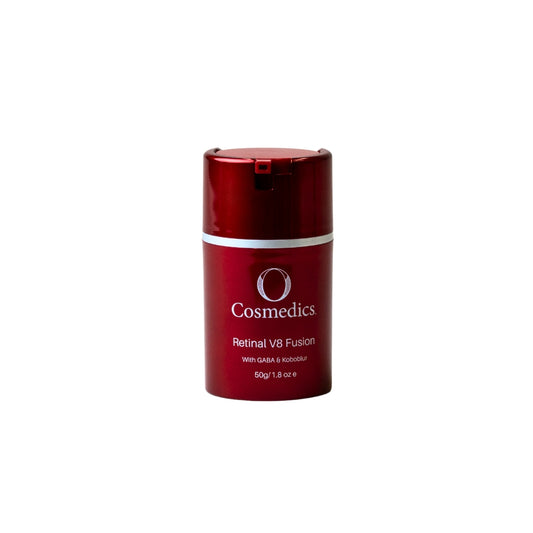 O Cosmedics Retinal V8 Fusion retinaldehyde serum for anti ageing, skin renewal, firmness and improved texture.