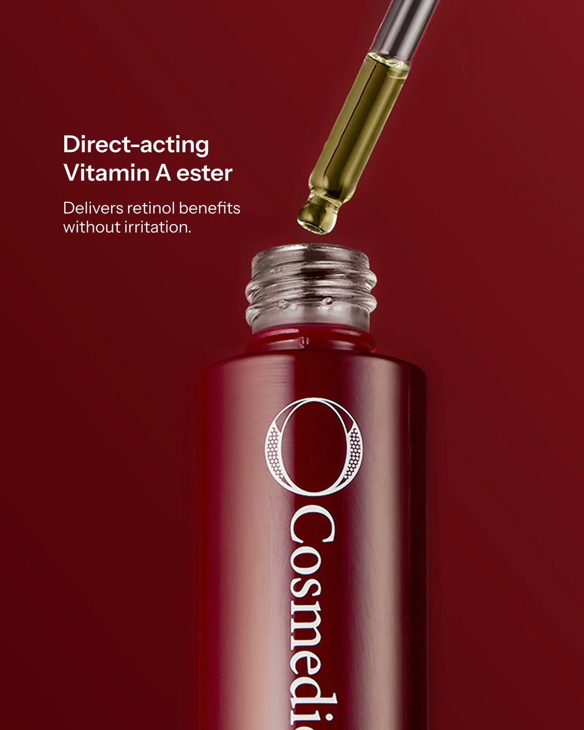 O Cosmedics Retinoic Oil with direct-acting Retinoic Ester HPR for gentle Vitamin A age management.