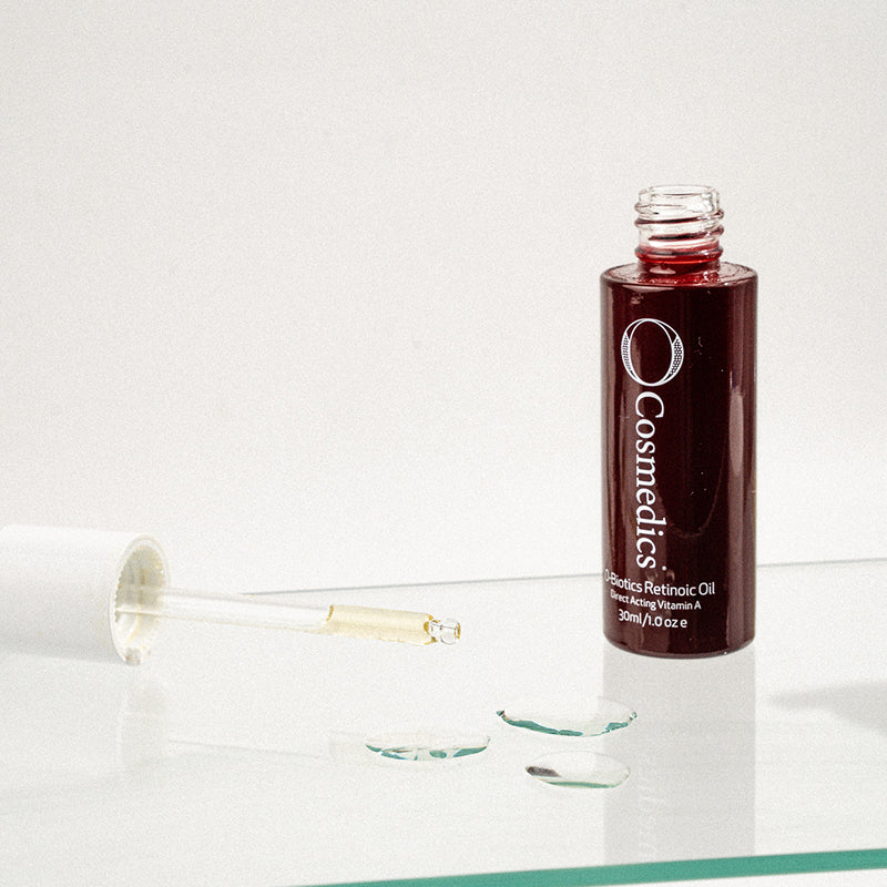 O Cosmedics Retinoic Oil 30ml direct-acting Vitamin A face oil with nourishing oil texture for dry, sensitive and ageing skin.