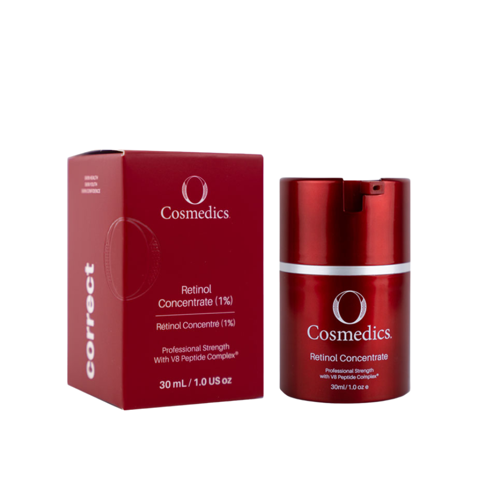 O Cosmedics Retinol Concentrate 1% high-strength Vitamin A serum for excess oil, stubborn congestion, texture and sun damage.