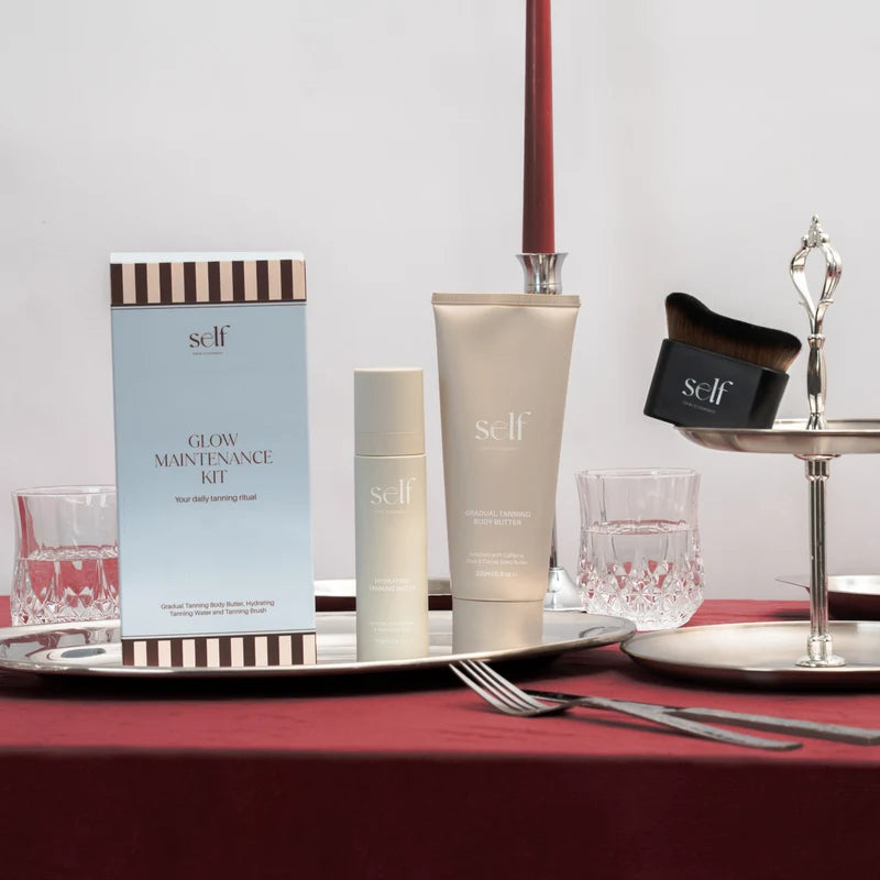 O Cosmedics SELF Glow Maintenance Kit Christmas gift set with hydrating self-tanning essentials for maintaining a natural-looking, sun-kissed complexion year-round.