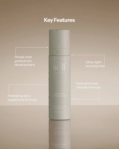 O Cosmedics SELF Hydrating Tanning Face Water 100ml with Hyaluronic Acid, Niacinamide and Panthenol for lightweight facial tanning and a natural, streak-free glow.