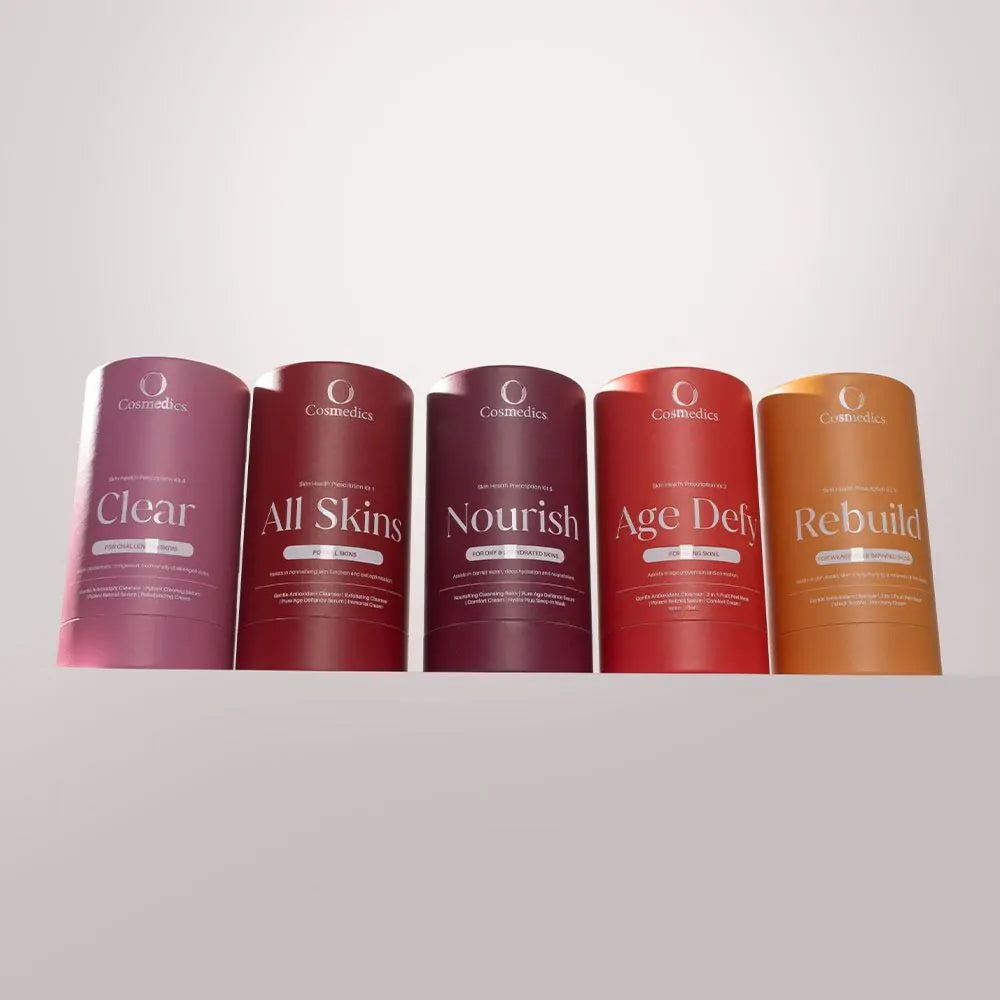 O Cosmedics Sale. O Cosmedics All Skins- Skin Health Prescription Kit Mini Size. O Cosmedics All Skins- Skin Health Prescription Kit Contains O Cosmedics Gentle Antioxidant Cleanser, O Cosmedics Exfoliating Cleanser, O Cosmedics Pure Age Defiance Serum & O Cosmedics Immortal Cream