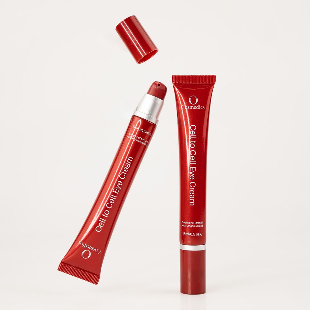 O Cosmedics Sale. O Cosmedics Cell To Cell Eye Cream is suitable for all skin types. O Cosmedics Cell To Cell Eye Cream contains Dragons Blood, Revonage and Peptide Complex. O Cosmedics Cell To Cell Eye Cream acts as a no needles hyaluronic acid skin filler by increasing hydration and smoothing out fine lines.