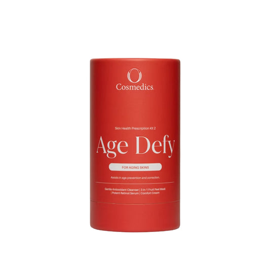 O Cosmedics Sale. O Cosmedics Age Defy- Skin Health Prescription Kit Mini Size. O Cosmedics Age Defy- Skin Health Prescription Kit Contains O Cosmedics Gentle Antioxidant Cleanser, O Cosmedics 3 In 1 Fruit Peel Mask, O Cosmedics Potent Retinol Serum & O Cosmedics Comfort Cream