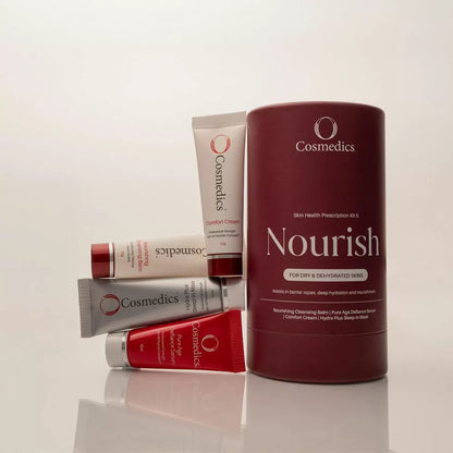 O Cosmedics Sale. O Cosmedics Nourish Prescription Kit Contains O Cosmedics Nourishing Cleansing Balm, O Cosmedics Pure Age Defiance Serum, O Cosmedics Comfort Cream & O Cosmedics Hydra Plus Sleep In Mask