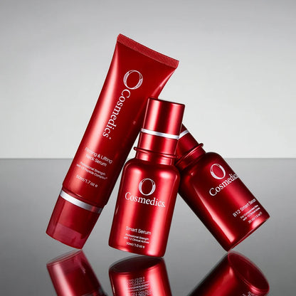 O Cosmedics Smart Serum with B12 Smart Serum and Firming & Lifting Neck Serum for targeted O Cosmedics corrective skincare.